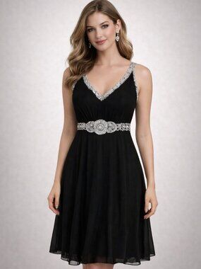 Basix II Silk & Rhinestones Sleeveless Dress